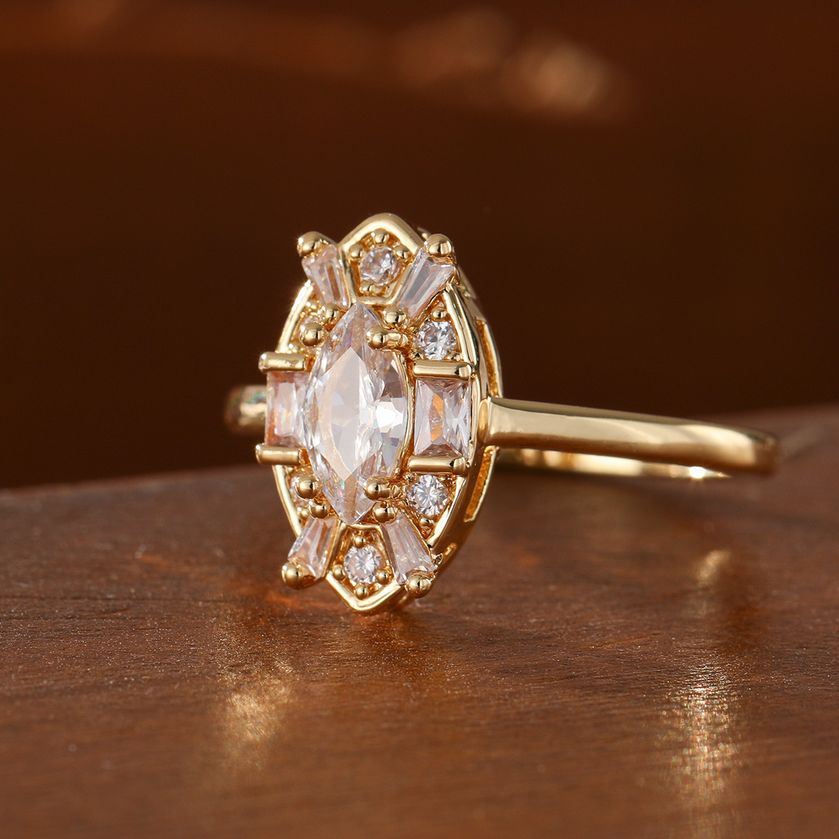 Luxurious Elegant Style Large Briolette Cut Ring for Women